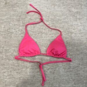 Hollister Hot Pink Ribbed Triangle Bikini Top